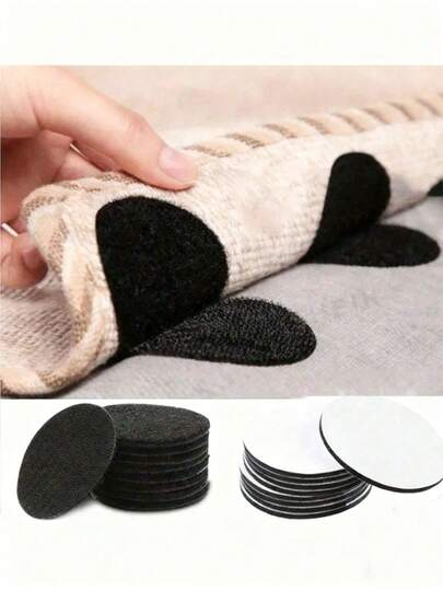 Round Fasteners, Double-Sided Adhesive, Black & White Options - Ideal For Sofa, Bedding, Floor Mats, Carpets, Tablecloths, Car Seat Covers, Outdoor Canopies, Kitchen, Bathroom, Living Room, Outdoor Concert Carpets, Curtains, Auxiliary Clothing, School & Office Supplies, Wires, Furniture - Durable Self-Adhesive Fasteners (Random Packaging)