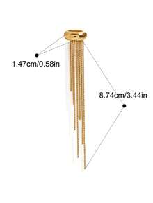 1pc Fashionable High-End Elegant Long Tassel Stainless Steel Earrings, 18K Gold Plated Unique Ear Cuffs, Suitable For All Occasions, Party, Daily Commute, Gift Of Choice - Gold - View 4