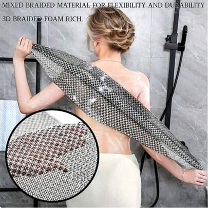 1pc African Mesh Exfoliating Back Long Net Bath Scrub Towel Set Long Strip Bath Towel, Back Exfoliating Scrubber, Suitable For Body Back Scrubbing With Shower, Universal Exfoliating Bath Cloth For Men And Women