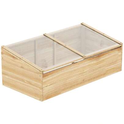 Outsunny Wooden Early Bed Greenhouse Plant Box System For Greenhouse And Garden, 100x50x35, Natural, Pine, PC Board