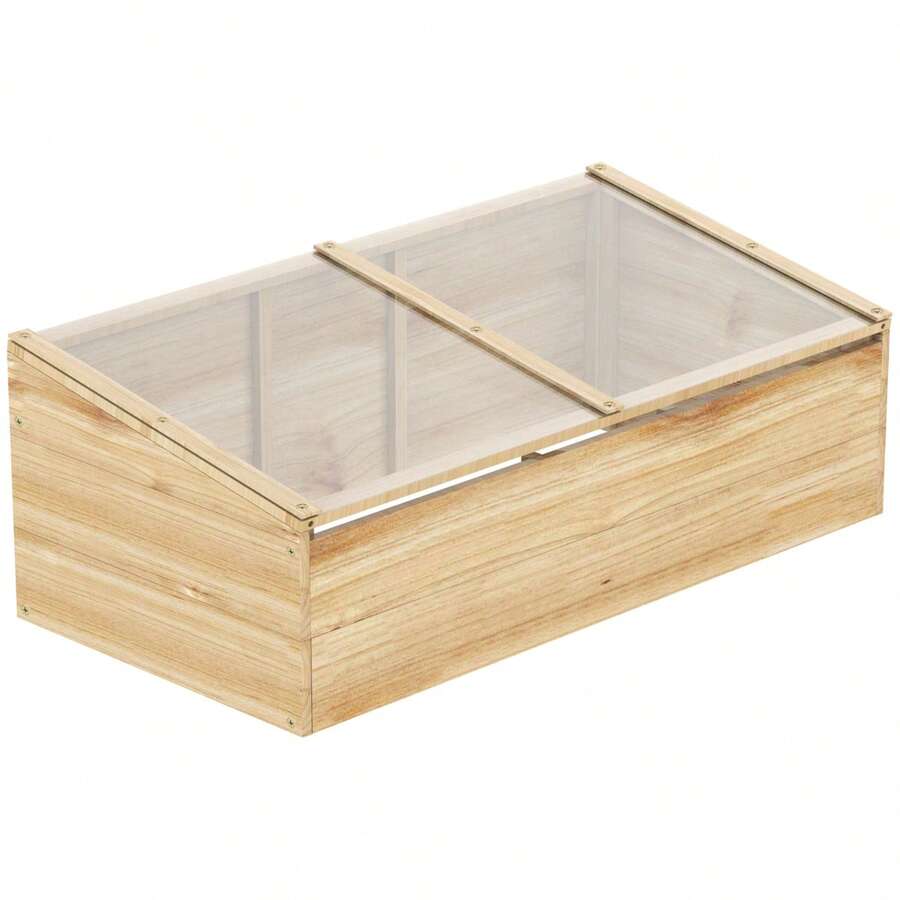 Outsunny Wooden Early Bed Greenhouse Plant Box System For Greenhouse And Garden, 100x50x35, Natural, Pine, PC Board - 1 - View 1