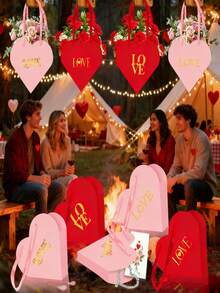 12个心形花盒，心形收纳桶，情人节花束纸袋带提手，适用于花店、新娘送礼会、婴儿送礼会和其他场合。 - 彩色 - 查看 8