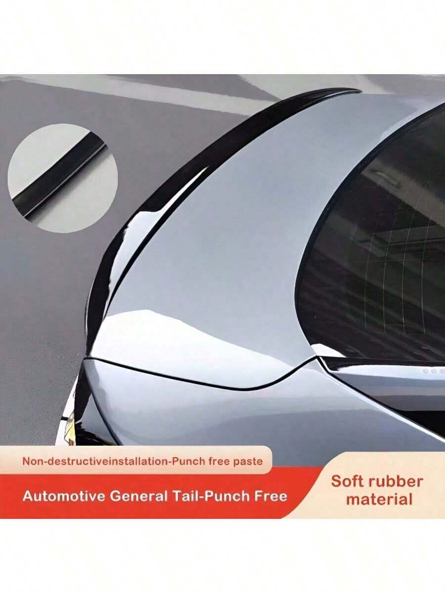 Alerón universal para coche, alerón de techo trasero de plástico suave universal con textura de fibra de carbono y negro brillante, accesorios de conversión de coche, una excelente opción para entusiastas de la personalización de coches, opción de regalo ideal para artículos esenciales de coche - Multicolor - Ver 1