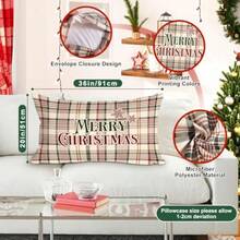Lanpn - Juego de 2 fundas de almohada decorativas de Navidad para cama de 20 x 36 pulgadas color café Joy Navidad fundas de almohada decorativas lumbar 20 x 36 pulgadas rectangulares tamaño King - Marrn - Ver 5