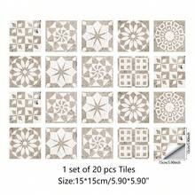 10 件/20 件大理石效果瓷砖贴纸、贴纸、墙贴花、乙烯基贴花用于家居装饰、春季装饰品刷新您的家、拉玛装饰贴纸地砖地板地砖自粘地砖剥离粘贴地板客厅装饰房间装饰厨房厨房装饰 - 彩色 - 查看 14