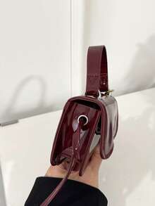 Fashion Solid Colour Simple Mini Handbag, Ladies Underarm Crossbody Bag For Shopping, Purse, Shopping, Young Women, College Students, Newcomers, White Collar. They Are Perfect For Office, College, Work, Business, Commuting, Outdoor Activities, Travelling And Excursions. - Burgundy - View 7