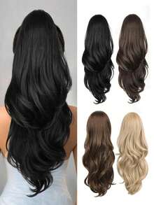 24 Inch Clip-In Wave Ponytail Extension - Synthetic Hair Ponytail Piece With Clip For Women, Long Wavy Ponytail Hair Extensions, Black/Brown Hair Accessories Casual Hair Clips Elegant Claw Clips Beauty Hair Claws - 彩色 - 查看 7