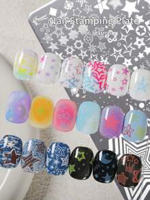 XEIJAYI 1件装星月美甲工具 - 可重复使用的印花模板，线条精致防晕染 - 銀色 - 查看 5