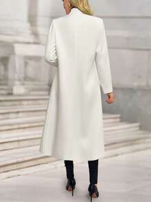 Women's Casual Embroidered Stand Collar Long Cardigan Jacket - White - View 3