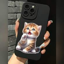 2026 nueva funda de teléfono esmerilada, funda de teléfono con estampado de gatito lindo para  17 15 Pro Max  17 14 Pro  17 13  17 12  Galaxy S23 S22 S21 S20 funda de teléfono regalo para novio novia día de San Valentín regalo de cumpleaños - Negro - Ver 1