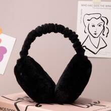 Winter Warm Earmuffs Portable Foldable Hamburger Earmuffs Korean Version Outdoor Men's And Women's Fleece Warm Earmuffs - 黑色 - 查看 3