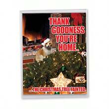 P-XSJumb-PetRR NobleWorks Jumbo Pet/RedRocket tarjetas de felicitación de Navidad Tree Fainted-Cat Humor Jumbo Christmas Card - como en la foto - Ver 1