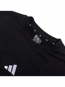Adidas 男士運動套裝，極簡舒適親膚運動衫，中腰直筒長褲，休閒兩件套 JE3837+JY8568 - 黑色/白 - 查看 2