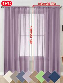 1件纯色薄纱窗帘，现代风格，轻盈透气，保护隐私，适用于卧室、书房、客厅、阳台等场所。100%涤纶薄纱面料，透明轻薄，适用于客厅、阳台及其他窗户装饰，提升房间格调。 - 彩色 - 查看 37
