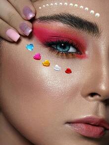 1-8 Sheets Self Adhesive Pearl Stickers Flat Back Pearls For Craft Hair Face Makeup Nail Cell Phone Scrapbooking Decor, Heart, Star Shaped - Multicolor - View 1