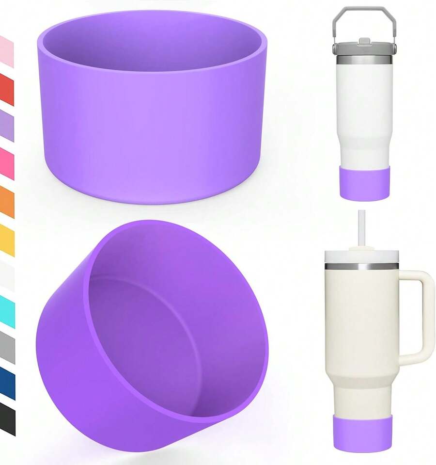 Upgraded 2-Pack Silicone Protective Sleeves, Suitable For Adventure 40oz/30oz And IceFlow 20oz/30oz Insulated Mugs, Bottle Bottom Sleeves, Mug Accessories (Purple). - Màu tím - Xem 1