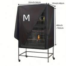 1pc Waterproof Durable Washable Windproof Bird Cage Cover, Suitable For Parrots, Small Birds And Other Small Animals Sleep, Shading And Sunshade - Black - View 11