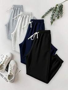 Blueplus Drawstring Casual And Versatile Sweatpants. The Drawstring Cuffs Provide Windproof Warmth. Suitable For Both Men And Women, Perfect For Everyday Wear At Home Or Outings. - Black - View 1