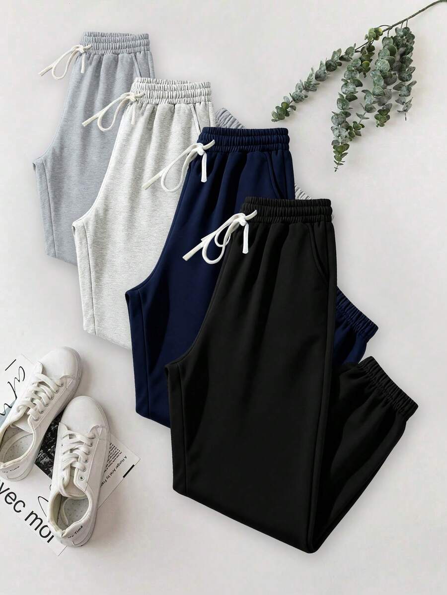 Blueplus Drawstring Casual And Versatile Sweatpants. The Drawstring Cuffs Provide Windproof Warmth. Suitable For Both Men And Women, Perfect For Everyday Wear At Home Or Outings. - Black - View 1