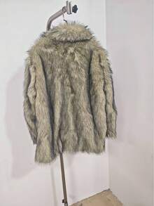 Christmas Women's Autumn/Winter Gradient Faux Fur Long Coat, Retro French Faux Fur Jacket, Romantic Versatile Commuter Faux Fur Coat