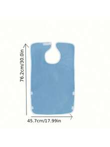 1 pieza Babero para adultos, resistente a las manchas, de terciopelo grueso ajustable, lavable a máquina, de punto de poliéster azul claro, con cierre de gancho y bucle, adecuado para personas mayores y adultos - Multicolor - Ver 2
