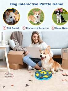 2 PCS Pet Intelligence Slow Eating Toy Set | Blue Multi-Grain Slow Eating Tray. The Pet Needs To Push The Cover To Get The Food. During This Process, It Can Exercise Its Thinking Ability, And At The Same Time Achieve Slow Eating To Avoid Digestive Problems Caused By Eating Too Fast. It Also Has Elements That Pets Love Such As Bones And Paw Prints. - Multicolor - View 5