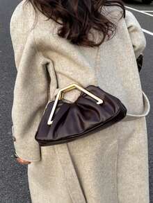 Túi Tote Nữ, Túi Xếp Ly, Túi Mây, Quý Cô Thanh Lịch, Dây Kim Loại Sang Trọng Tinh Tế, Thời Trang Cao Cấp, Thích Hợp Đi Mua Sắm, Hẹn Hò, Tiệc Tùng, Màu Cà Phê - Cà phê - Xem 8