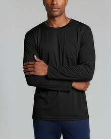 4 Pack: Men's Dry-Fit Active Athletic Long Sleeve Pocket Crew-Shirt Outdoors UPF 50 (S-5XLT), Breathable,-Wicking - Set 4 - View 10