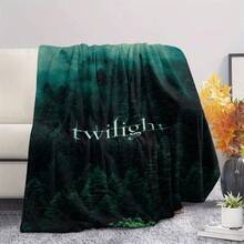 Twilight Saga Inspired Plush Throw Blanket - Soft Lightweight All-Season Cozy Flannel Bedspread With Twilight Logo & Forest Design, Twilights Logo-280gsm - Multicolor - View 5