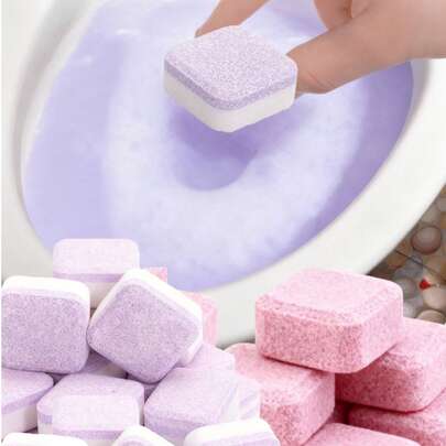 16pcs/24pcs/36pcs/50pcs Purple & Pink Powerful Toilet Cleaning Effervescent Tablets, Deodorize And Remove Urine Stains, Alkaline Solvent, Rich Foam, Suitable For Toilet, Washing Machine, Cup Cleaning To Remove Odor And Dirt