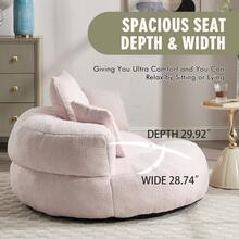 Chenille Lazy Sofa, Single Seat Bean Bag Sofa Chair, High-Back Durable Soft Comfort Recliner, Casual Living Room Sofa Chair, Includes 3 Pillows, Indoor/Outdoor Use, No Assembly Required, Suitable For Living Room, Bedroom, Dormitory And Apartment (Pink) - 粉色 - 查看 7