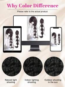 1pc 18-Inch Ponytail Wig, Women's Bubble Braid, Natural Dyed Twist Braid With Claw Clip, Lantern Braid, Natural & Stylish - Multicolor - View 8