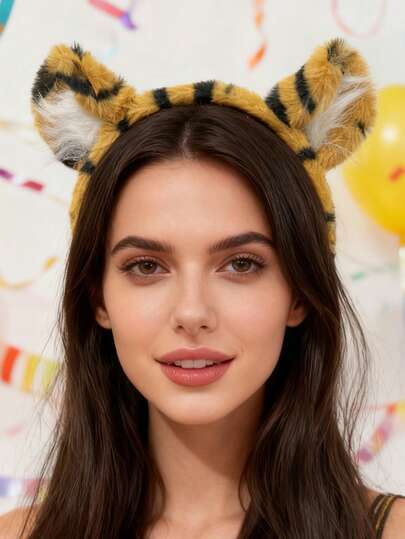 1 buc bentiță cu model de tigru cu desene animate, cerc de păr de animal drăguț pentru spălarea feței, fotografiere, adulți, festivaluri, petreceri, costume, bentiță de păr, accesorii de păr pentru casă și frumusețe