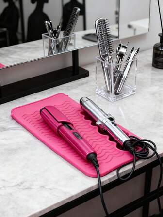 1 hängande silikon värmebeständig dyna, plattång förvaringsväska kombinerad sminkförvaringsväska sminkförvaringsväska miniväska plattång reseväska lämplig för platta klämmor, locktänger, heta lockar, salongsverktygslådor liten sminklåda för resor tillbehör sminkställ borstväska sminkbehållare sminkväska resematerial