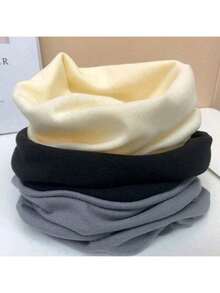 1pc Unisex Thick Fleece Scarf - Windproof, Warm, Solid Color, Stretchy Fit, Machine Washable, Suitable For Autumn/Winter Fashion, Winter Fashion Accessory | Minimalist Scarf | Polyester Blend Scarf, Women Scarf, Women Neck Warmer, Women Headband, Women Headwrap - Multicolor - View 3