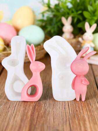 1pc Easter Bunny Silicone Mold, DIY Handmade Resin, Wax, Candle, Plaster, Home Decor, Baking Silicone Mold