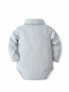 KIMOCAT Infant/Toddler Solid Color Long Sleeve Bodysuit, Baby Bodysuit - Light Grey - View 2