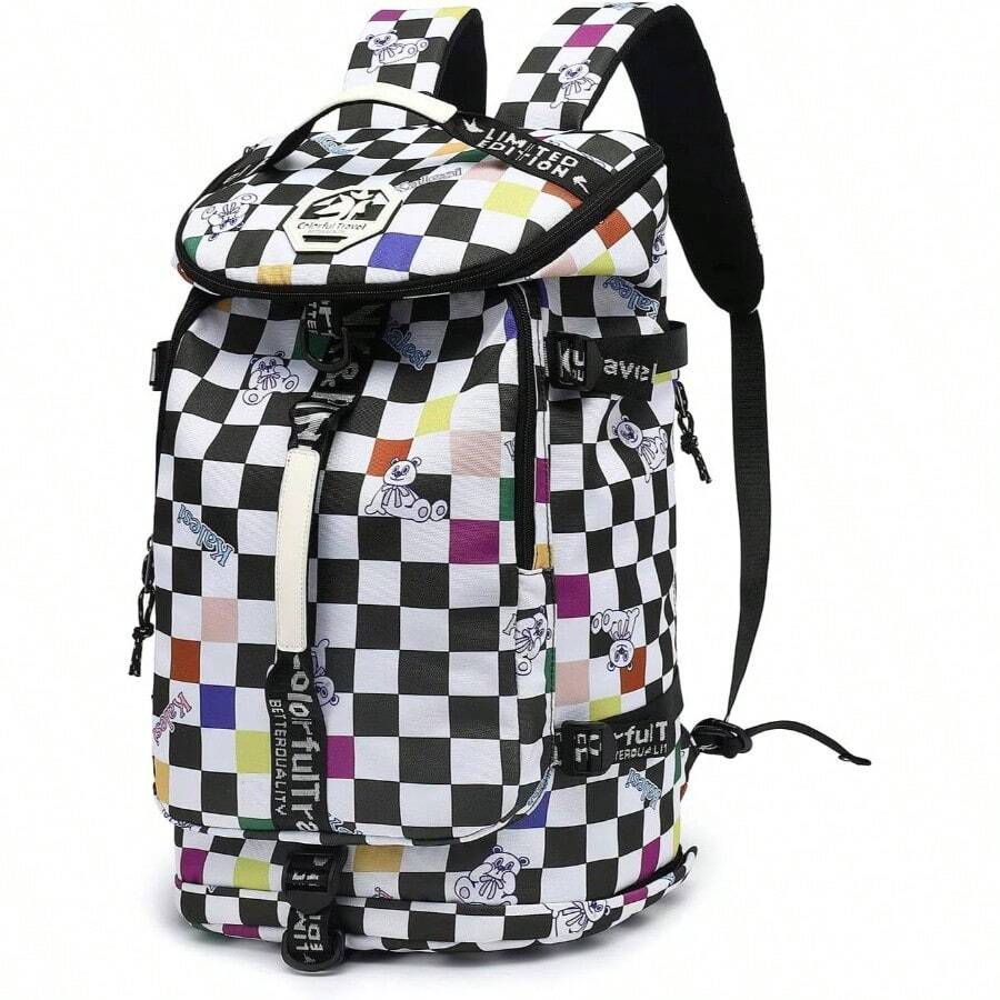 Gym Duffle Bag Backpack 4 - Way Waterproof with Shoes Compartment travel Sport Hiking laptop - Tablero de ajedrez - Ver 1