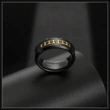 1pc 8mm Fashionable Jewelry Synthetic Zirconia Stone Minimalist Ring, Suitable For Daily Wear And Gifts For Teachers' Day, Valentine's Day, Independence Day, Anniversary, Father's Day, Graduation, Carnival, Easter - Black - View 6