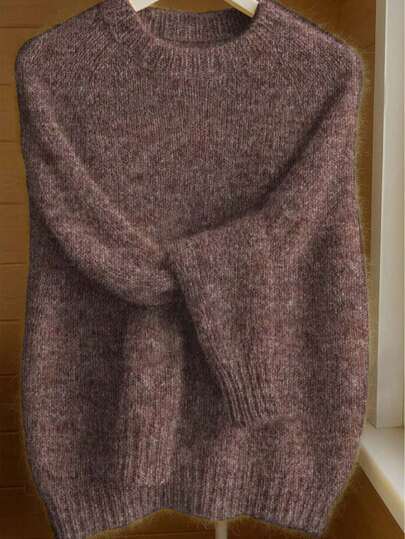 Senya Women's Solid Color Raglan Sleeve Long Sleeve Casual Sweater, Fluffy Knit, Suitable For Autumn/Winter, Christmas, Birthday Gifts, New Year And Other Occasions, Also Suitable For Airport, Office, Daily Commute, Back To School Season And Graduation Season