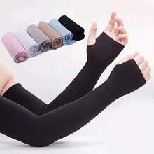 Premium Summer UV Protection Ice Sleeves - Cooling Arm Sleeves For Sports Travel - UPF 50+ Sun Protection - Quick Dry Breathable Compression Sleeves For Outdoor Activities (Pair) - 黑色 - 查看 7