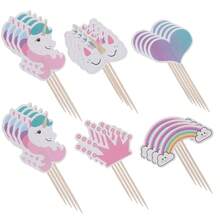 24pcs Unicorn Cake Toppers, Birthday Cake Decorations, Rainbow Cake Decorations For Kids Birthday Party - Multicolor - View 8
