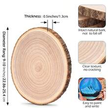 2-4-6片天然木片，乡村风格木环，适用于餐桌装饰、婚礼、派对、DIY、工艺品制作 - 原木色 - 查看 9