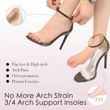 AWYY2 Pairs 3/4 Gel High Heel Insoles And 2 Pairs Heel Pads For Shoes Self-Adhesive Arch Support. Relieves Foot Pain Fits Pumps Sandals Dress Shoes Flats Sneakers Clear Women's 5-9 - 清除 - 查看 6