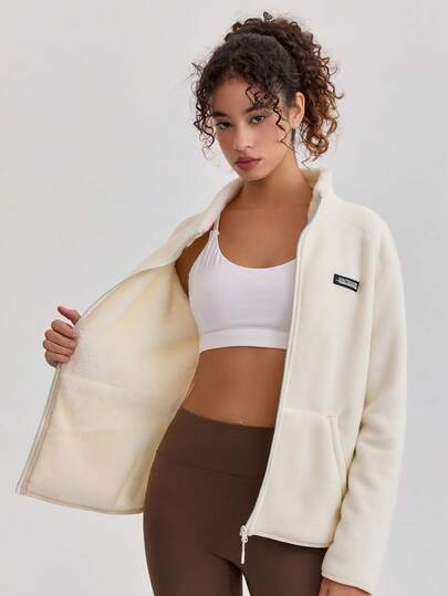 Women's Outdoor Casual Thermal Lined Jacket, Fashionable Loose Fit Long Sleeve Windbreaker For Autumn/Winter, Suitable For Ages 5-20, Suitable For Skiing