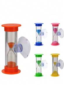 1 pieza/2 piezas/3 piezas Temporizador giratorio estilo europeo con ventosa, cuenta regresiva de 2+3 minutos, recordatorio de tiempo de cepillado de dientes de plástico, anti-caída, entrega aleatoria - Multicolor - Ver 17