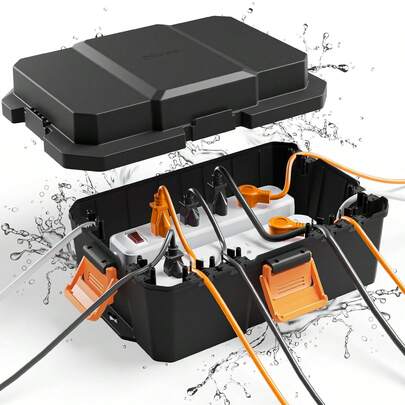  Diivoo Large Waterproof Cable Box (34.41 X 24.30 X 14.93 Cm), Outdoor Waterproof Cable Box Plug Protector, Weatherproof Extension Cord Cover, For Power Strips, Christmas Lights