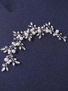 Nuevo estilo europeo y americano de diadema nupcial con rhinestones y perlas, accesorios para el cabello de vestido de novia