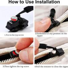 9pcs Universal Zipper Repair Kit, Instant Zipper Repair, No Sewing Required, Suitable For Jackets, Suitcases, Bags - Durable Replacement Zipper Slider, Equipped With Easy Installation Tool - Black - Black - View 3