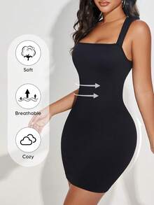 女士迷你连衣裙 无袖罗纹针织修身背心 收腹塑身衣